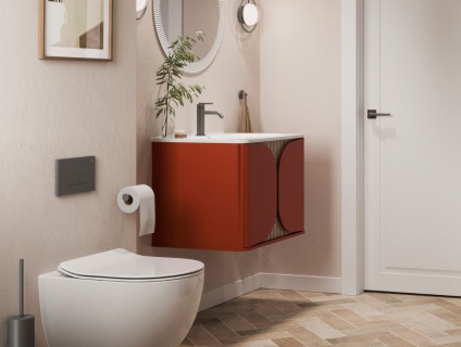 Product Lifestyle image of the Crosswater Tambour Soft Clay 600mm Single Drawer Unit with Basin